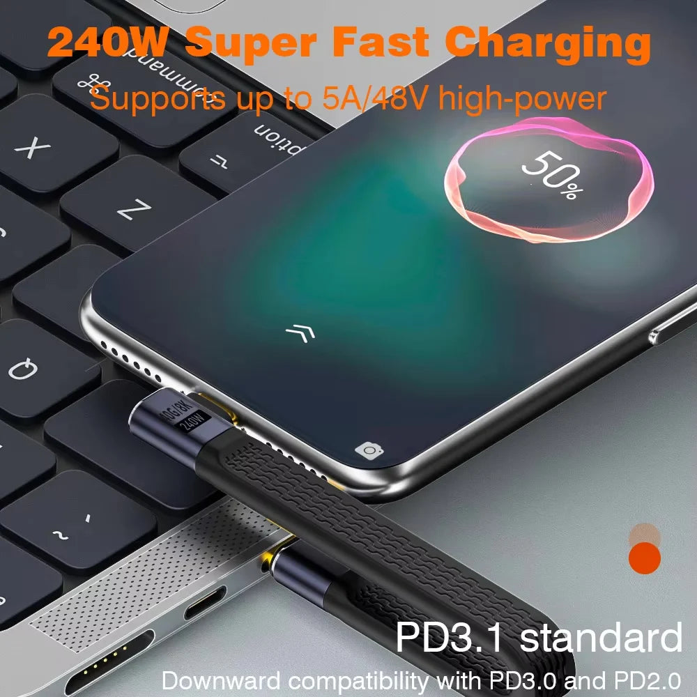 USB4 Elbow Short Cable 13.5cm Thunderbolt4 Type C Cable