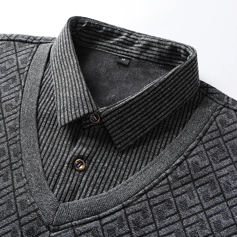 Retro Winter Pullovers Men Polo Neck Sweaters Fashion Striped
