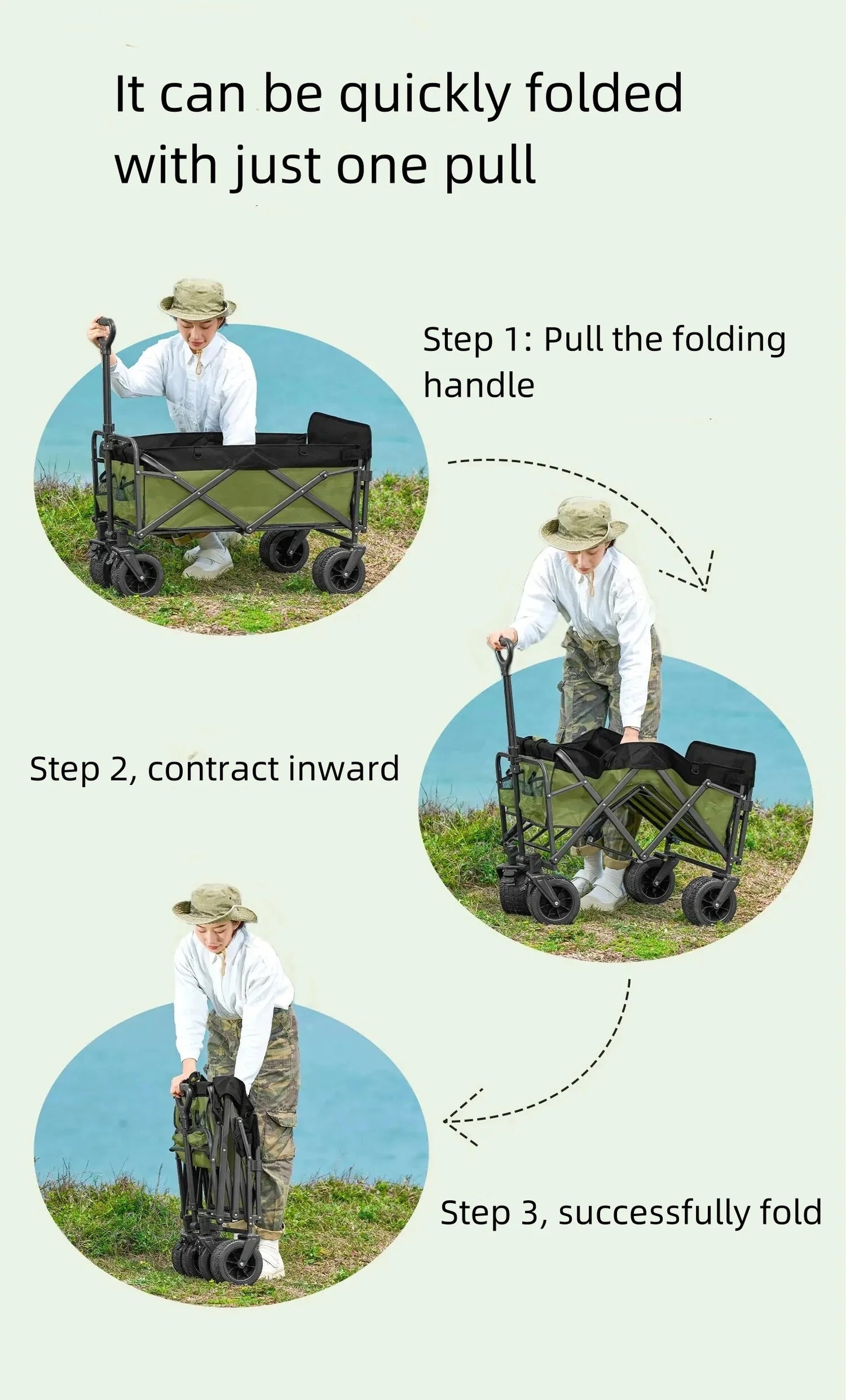 Trolley Folding Cart With Wheels Foldable Camping Carts