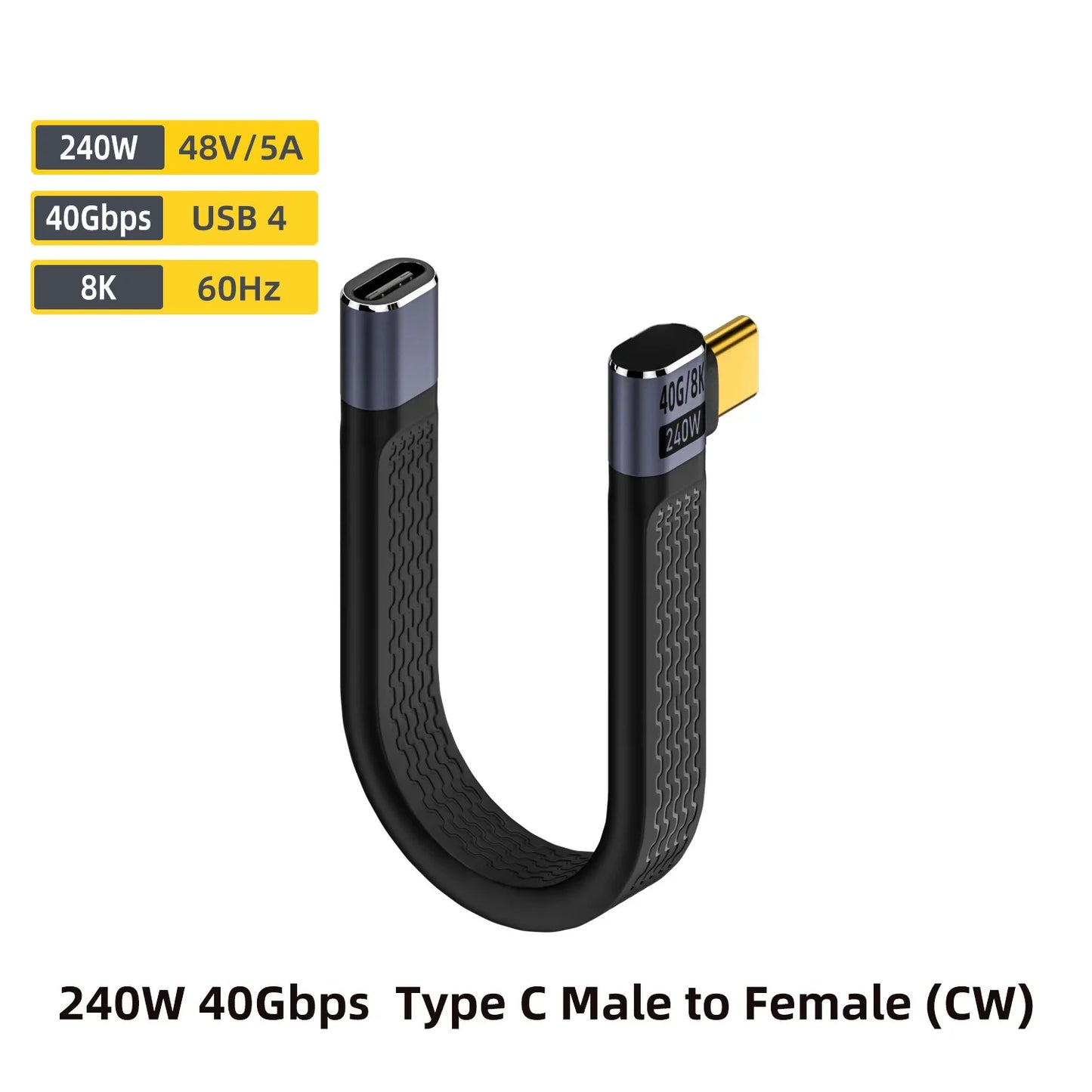 USB4 Elbow Short Cable 13.5cm Thunderbolt4 Type C Cable