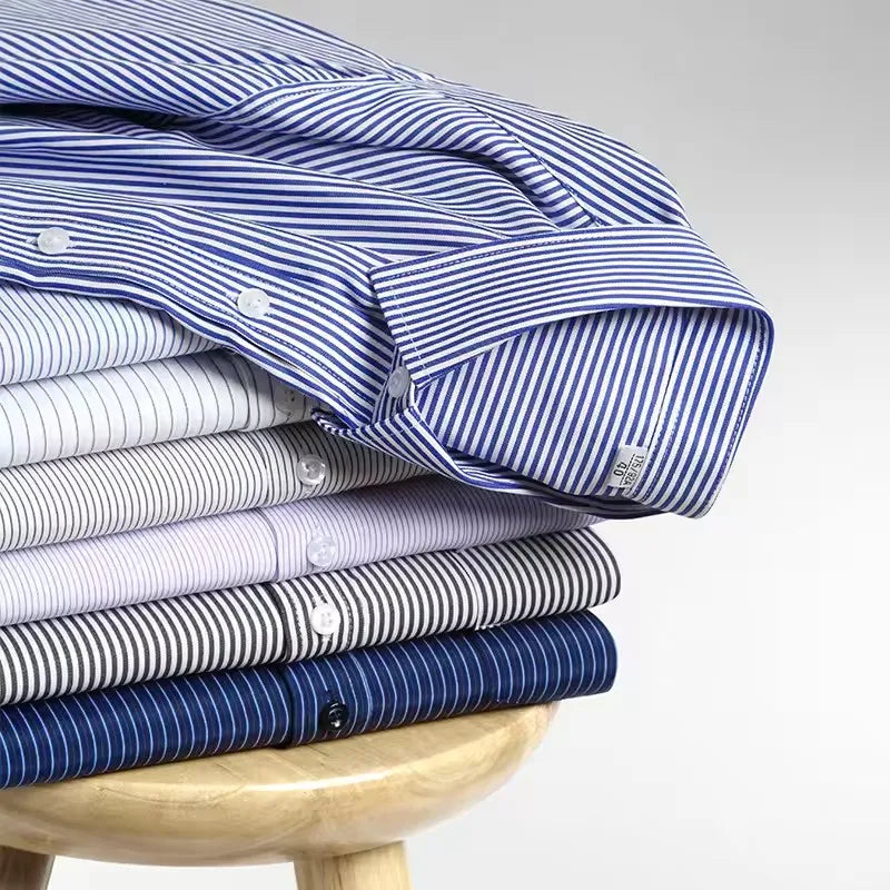 S-5XL Men's Formal Shirts Long Sleeve Office Solid Color