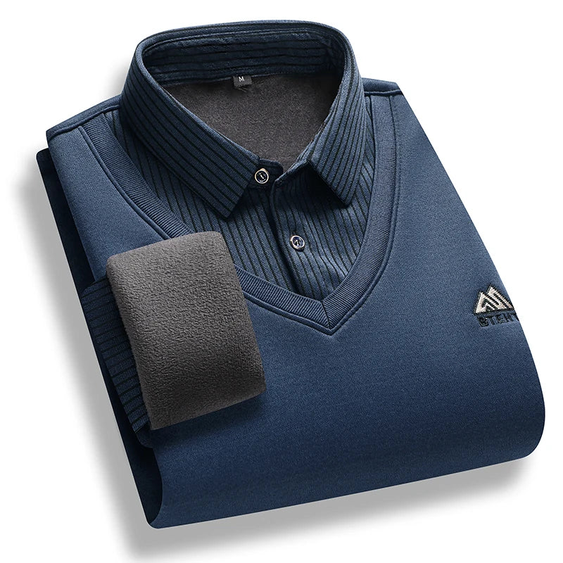 Retro Winter Pullovers Men Polo Neck Sweaters Fashion Striped