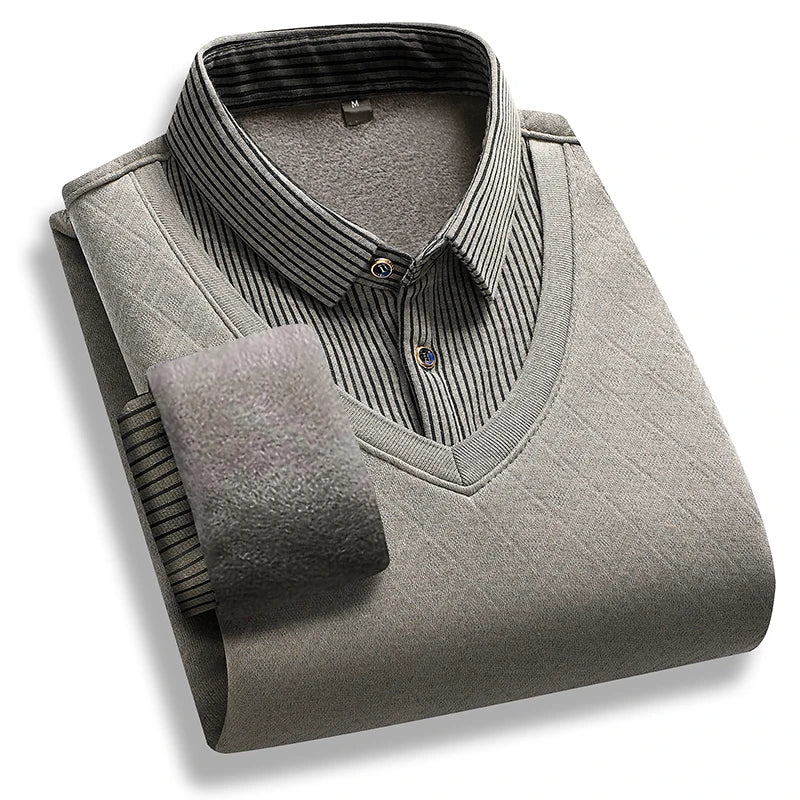 Retro Winter Pullovers Men Polo Neck Sweaters Fashion Striped